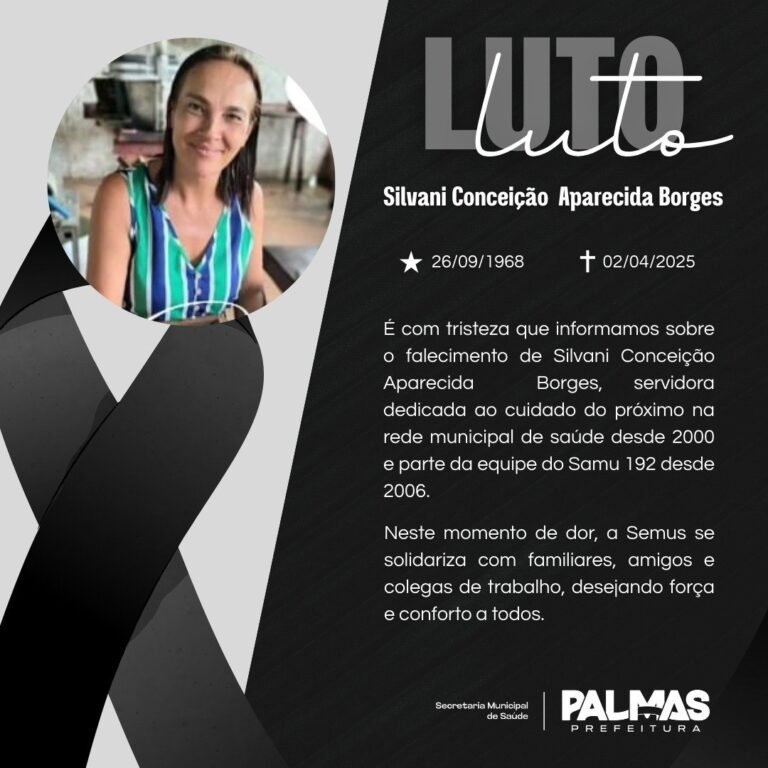 "Nota de Pesar – Silvani Conceição Aparecida Borges" Outra versão: "Comunicado de Falecimento – Silvani Conceição Aparecida Borges" – Diário do Tocantins