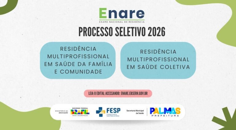 Prefeitura de Palmas prorroga inscrições para residência multiprofissional em saúde até 18 de julho